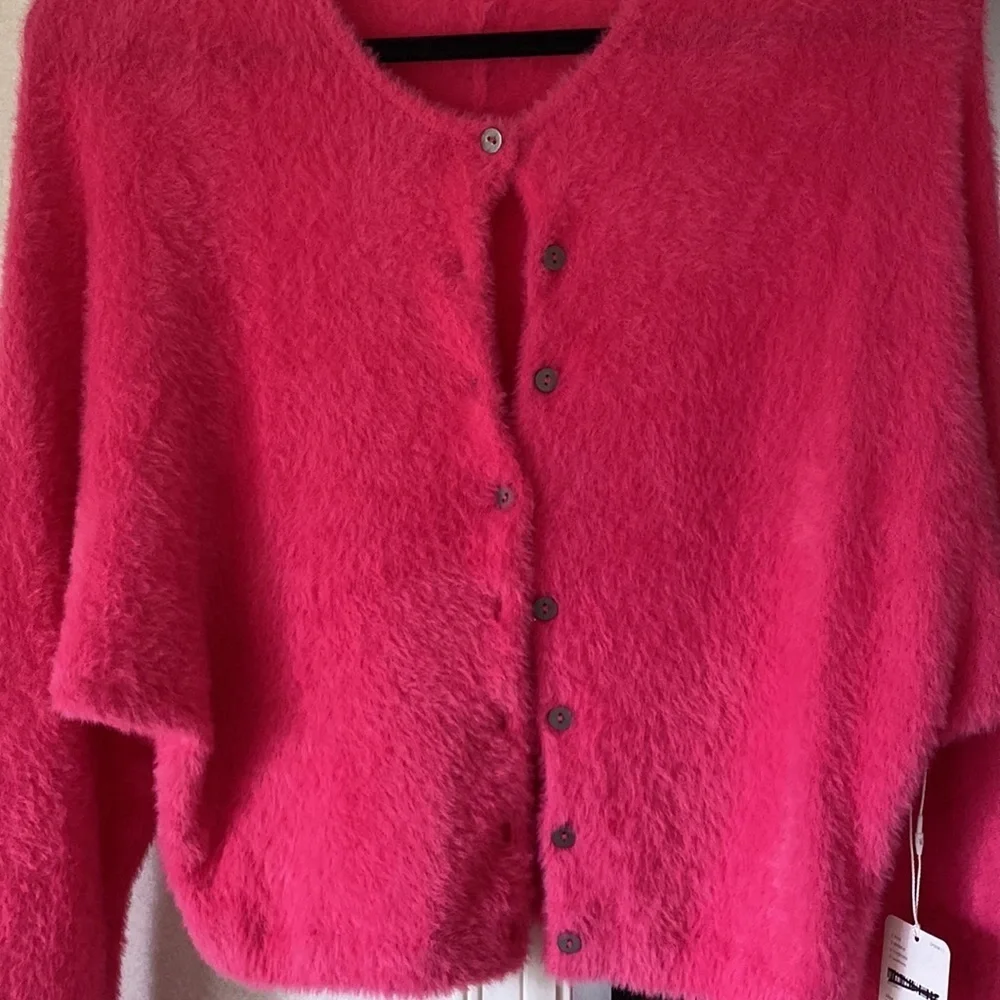 Free People One Allegra Cardi Hot Pink